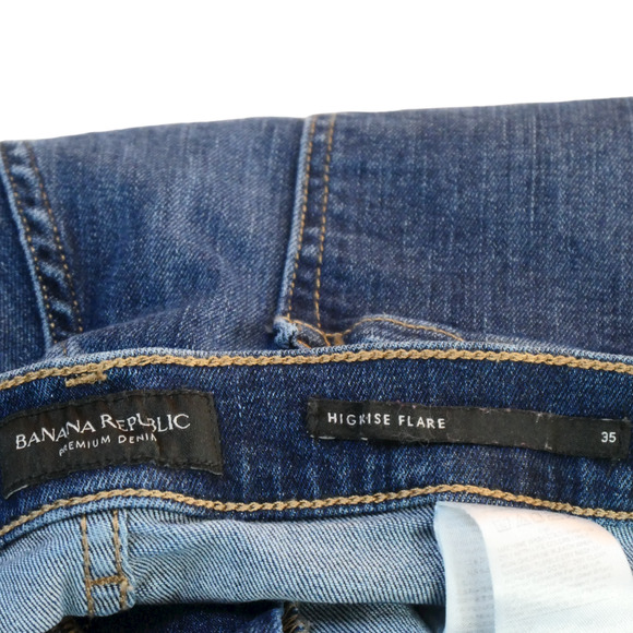 Banana Republic High Rise Flare Blue Jeans 35 Actual Measures 40W x 33L Bootcut - Picture 7 of 8